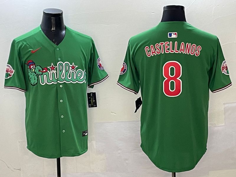 Men Philadelphia Phillies #8 Castellanos Green Three generations Joint Name Game 2025 Nike MLB Jersey style 6->women mlb jersey->Women Jersey